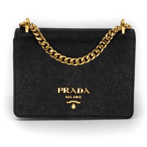 black prada bag with gold chain|prada shoulder bag gold chain.